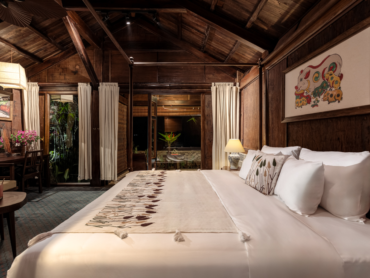Các phòng nghỉ tại ChezCao Rice Field Ecolodge được thiết kế mang đậm phong cách sinh thái với vật liệu mộc mạc nhưng không kém phần sang trọng. (Nguồn: Sưu tầm)
