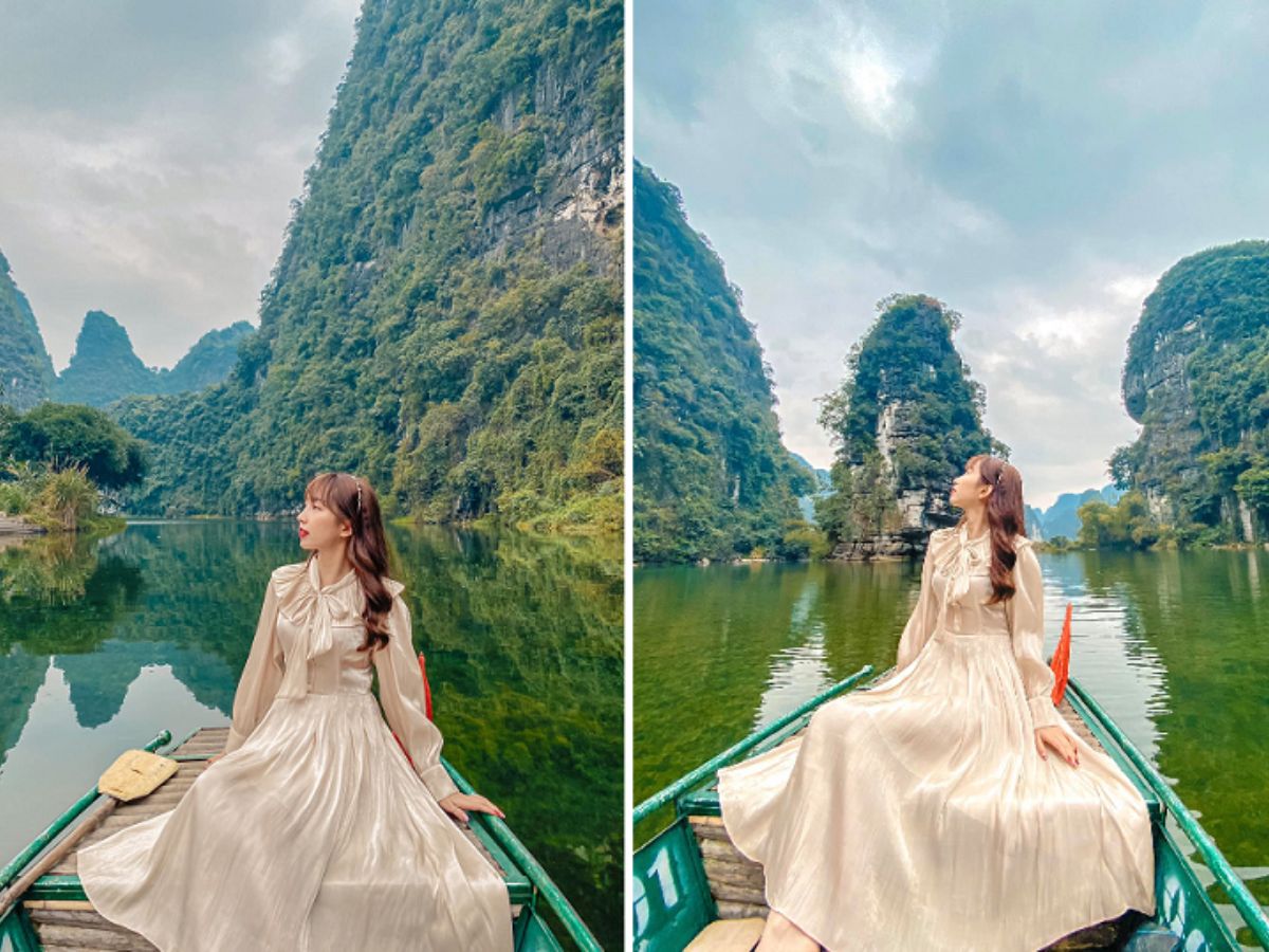 Du khách check in giữa khung cảnh non nước hữu tình, một trong những trải nghiệm đáng nhớ tại Ninh Bình. (Nguồn: Sưu tầm)